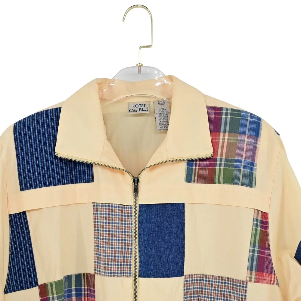 Vintage‎ Granny Grandpa Koret City Blues Patchwork Zip Up Jacket Patchwork
